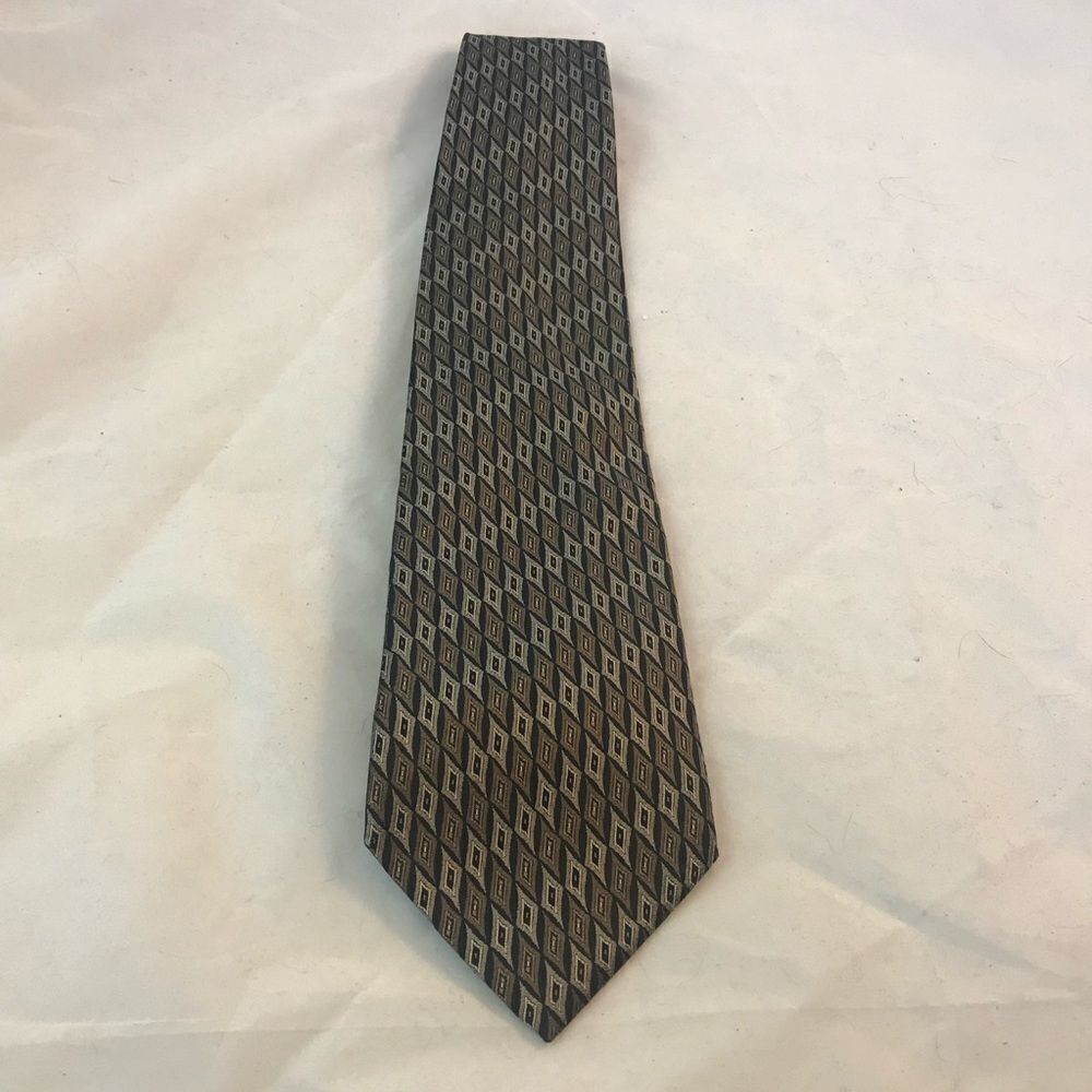 Pierre Cardin Tie Silk Patterned Business Casual Gray Black Neutral Trendy Mens